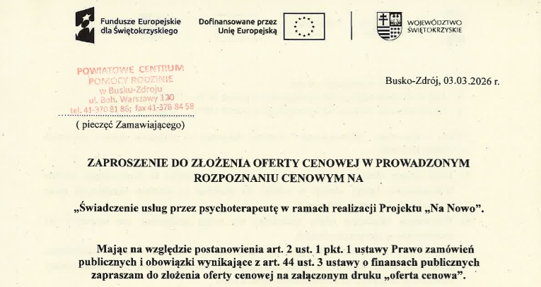 Zaproszenie do złożenia oferty cenowej w&nbsp;prowadzonym rozpoznaniu cenowym